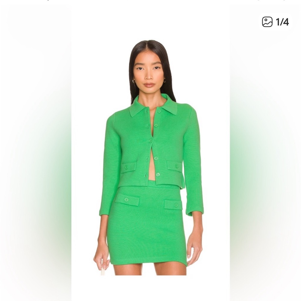 New Alice and Olivia Ila knit jacket sz S Garden Green
